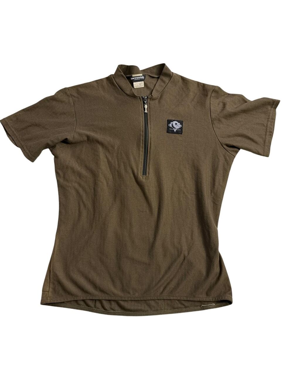 Cannondale Jersey Cycling 1/4 Zip Shirt Mens XL Brown Pockets Mock Neck VTG